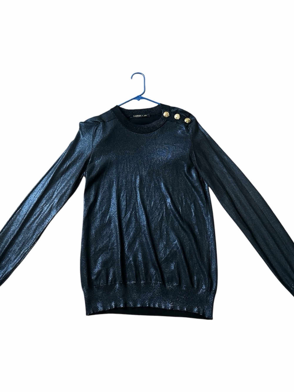 Balmain x H&M Metallic Blue Sweater - Picture 4 of 5